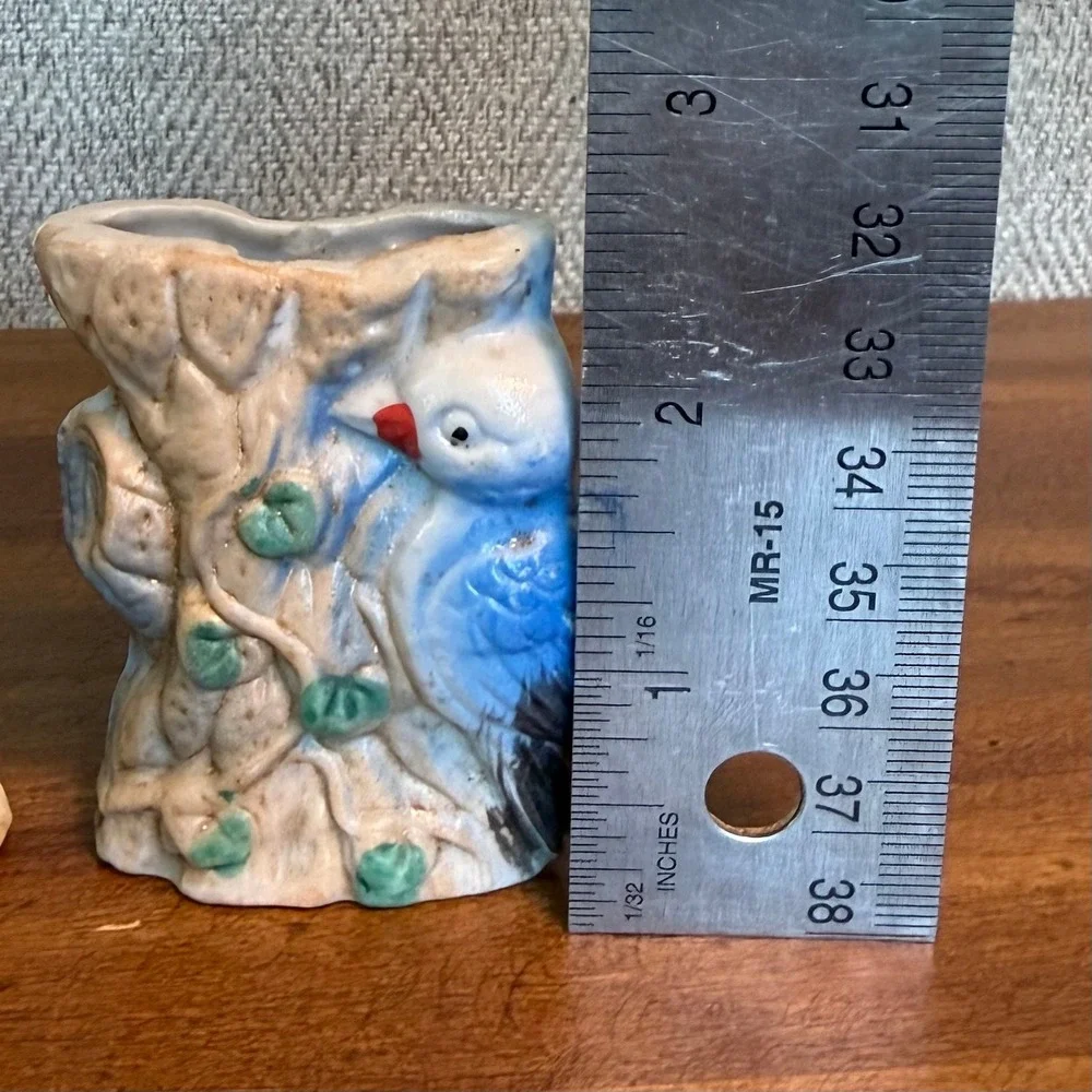 1950s MCM Kitsch Mini Ceramic Bird Bud Vases Set of 3 Chinoiserie Fairycore RARE